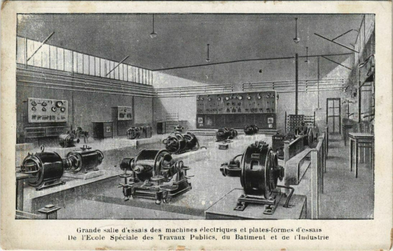 Carte postale ancienne Paris 5e - Grande salle d'essais des machines à Paris 5e