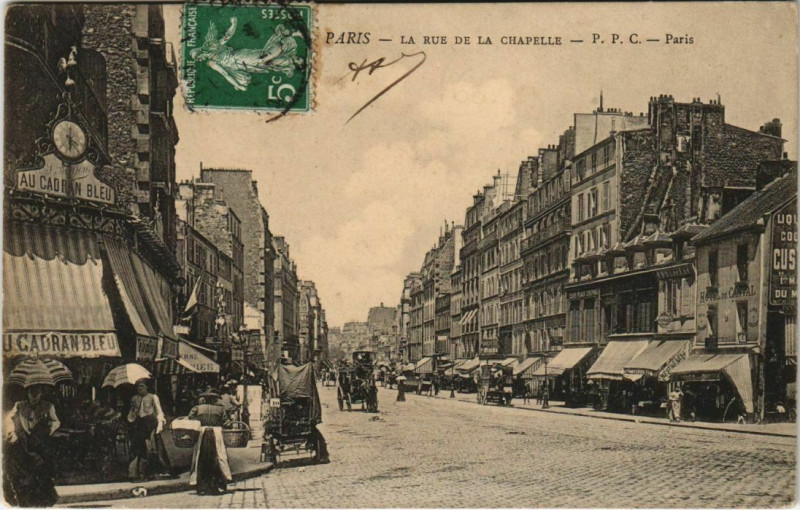 Carte postale ancienne La Rue de la Chapelle à Paris 18e