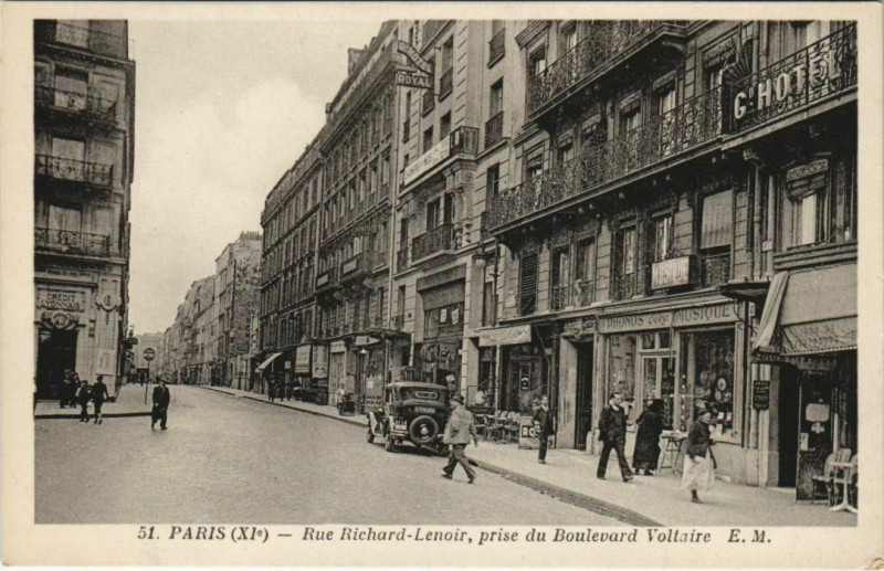 Carte postale ancienne Paris - Rue Richard-Lenoir à Paris