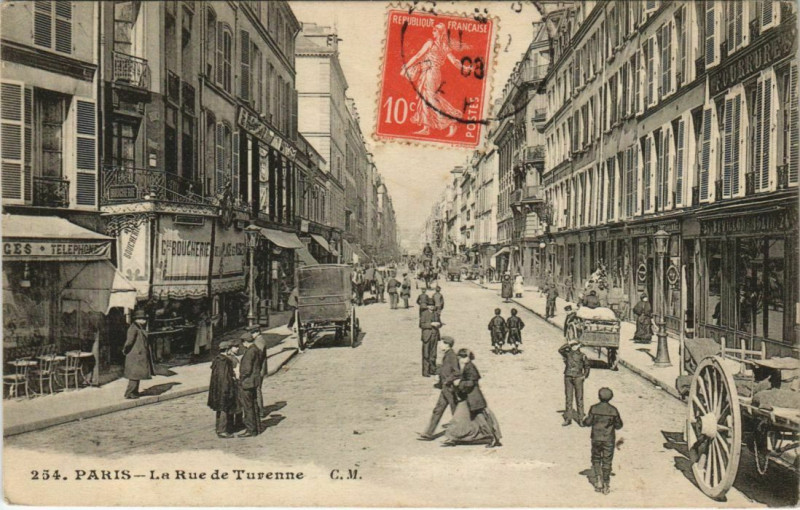 Carte postale ancienne Paris 3e - La Rue de Turenne à Paris 3e