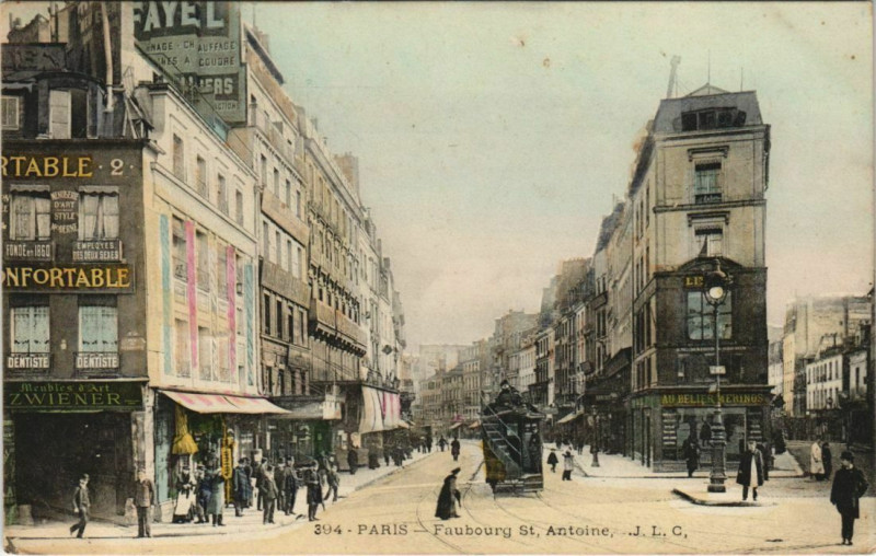 Carte postale ancienne Paris - Faubourg St. Antonie à Paris
