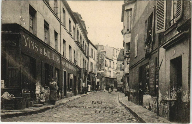 Carte postale ancienne Montmartre - Rue Norvins à Paris 18e