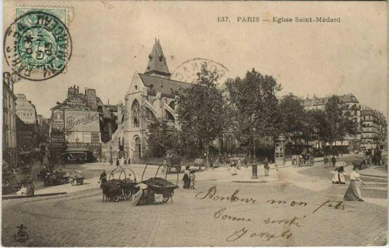 Carte postale ancienne Paris 5e - Eglise Saint-Médard à Paris 5e
