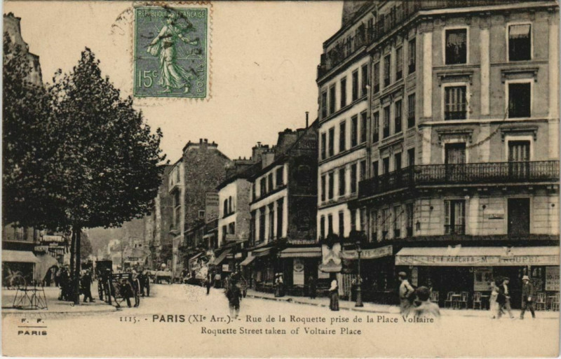 Carte postale ancienne Paris 11e - Rue de la Roquette à Paris 11e