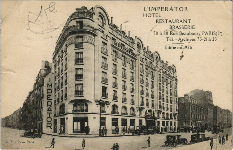 Carte postale ancienne L'Imperator Hôtel Restaurant - Brasserie à Paris 3e