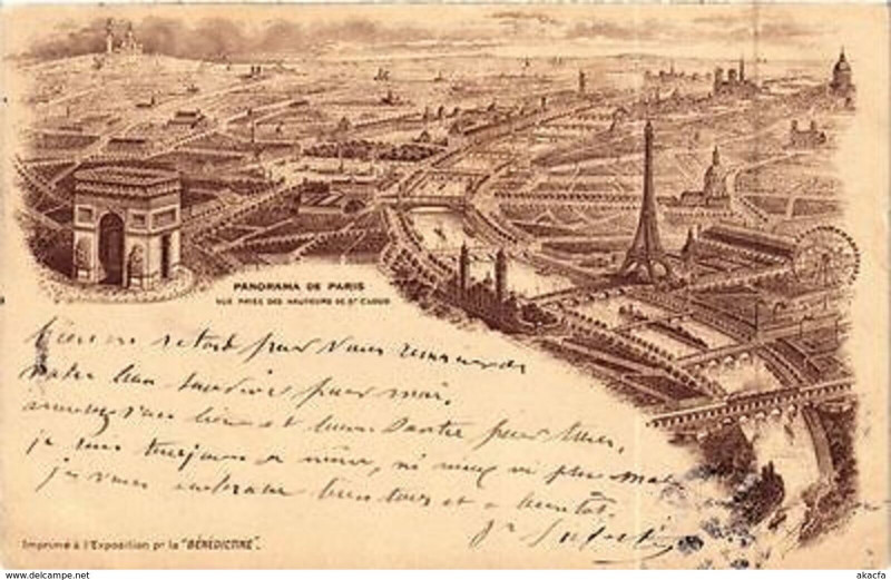 Carte postale ancienne Panorama de Paris - Vue prise des hauteurs de Saint-Cloud à Saint-Cloud