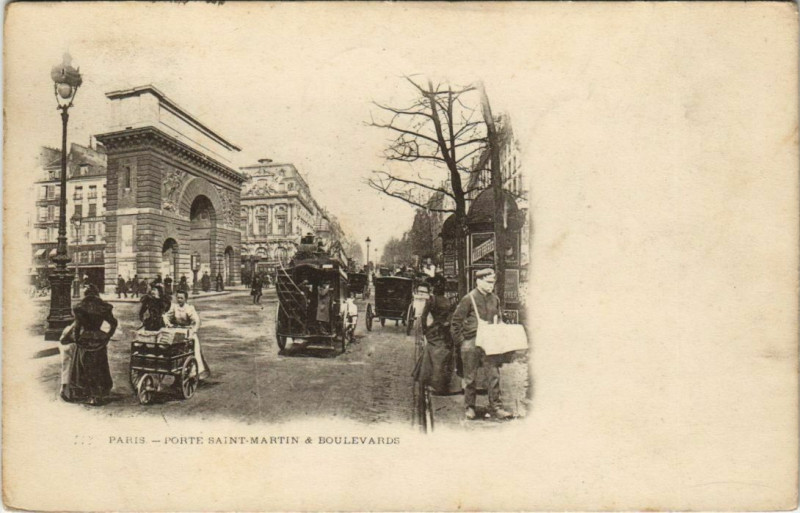 Carte postale ancienne Paris - Porte Saint-Martin & Boulevards à Paris