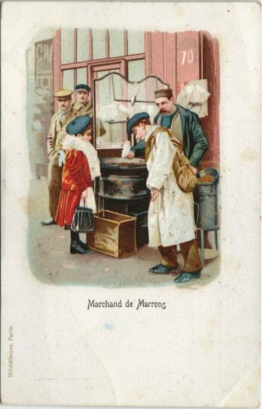 Carte postale ancienne Paris - Marchand de Marrons  à Paris