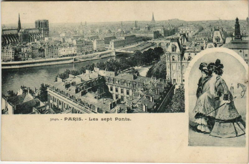 Carte postale ancienne Paris - Les sept Ponts à Paris