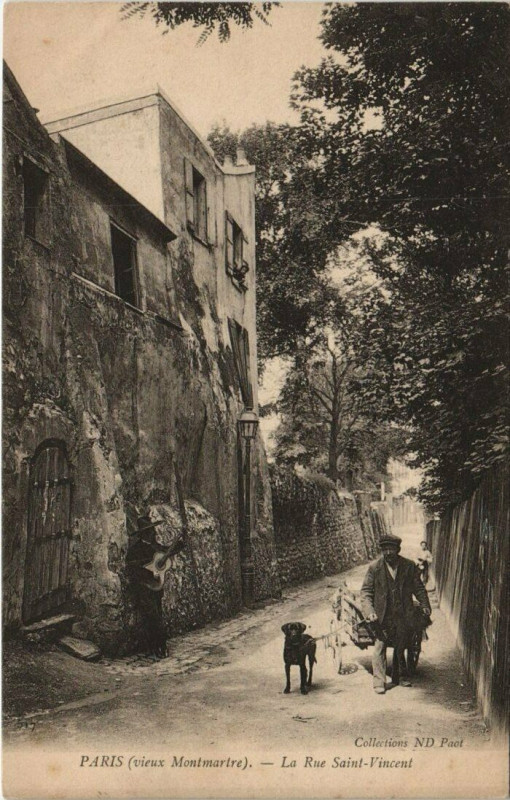 Carte postale ancienne Vieux Montmartre - La Rue Saint-Vincent à Paris 18e