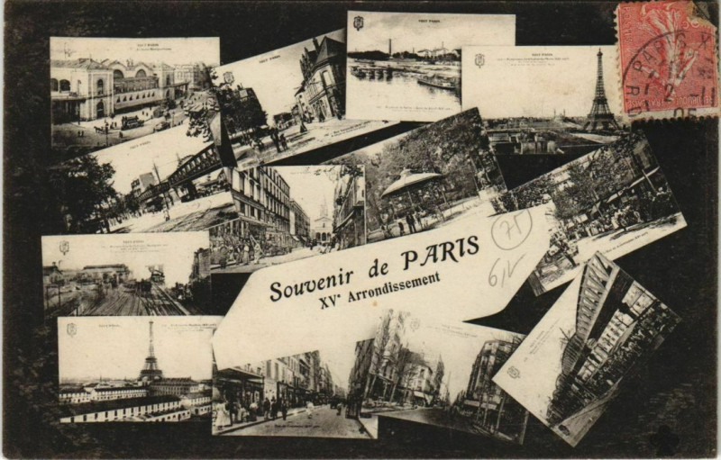 Carte postale ancienne Souvenir de Paris - XVe Arrondissement à Paris 15e
