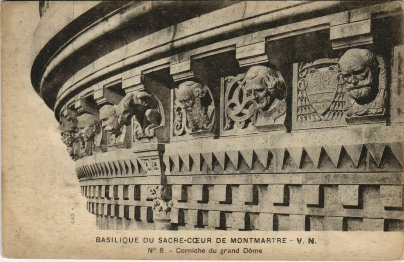 Carte postale ancienne Basilique de Sacré-Coeur de Montmartre - Corniche du grand Dôme  à Paris 18e
