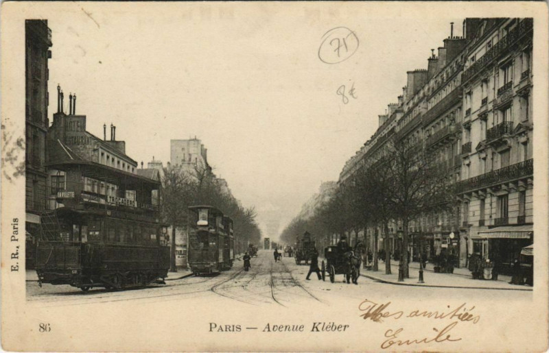 Carte postale ancienne Avenue Kléber à Paris 16e