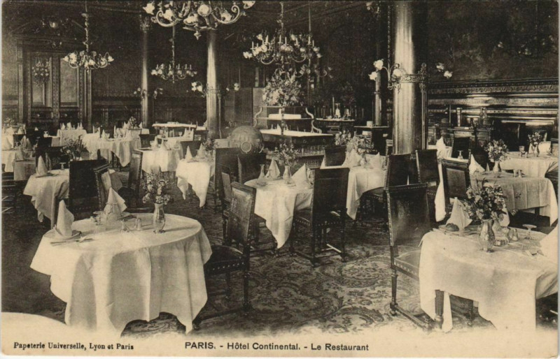 Carte postale ancienne Paris - Hotel Continental - Le Restaurant à Paris
