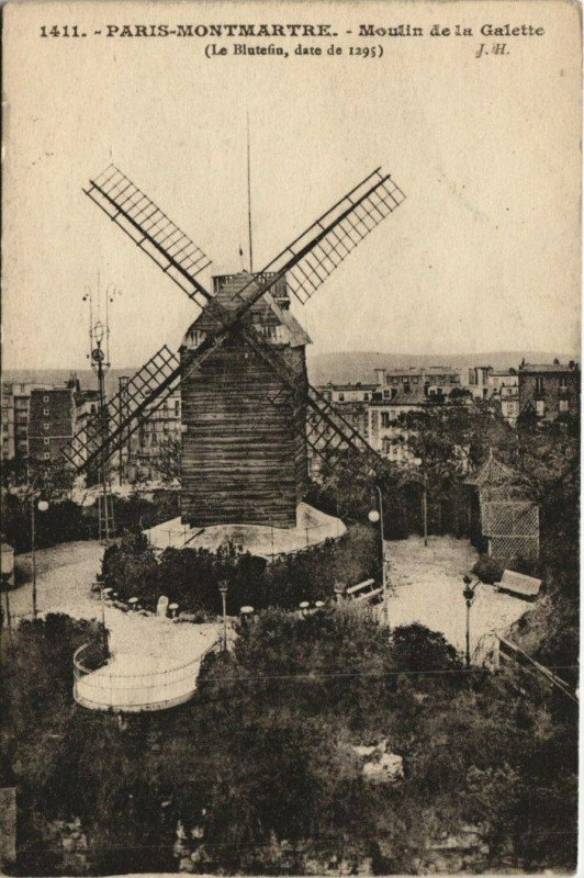 Carte postale ancienne Montmartre - Moulin de la Galette - Le Blutefin à Paris 18e