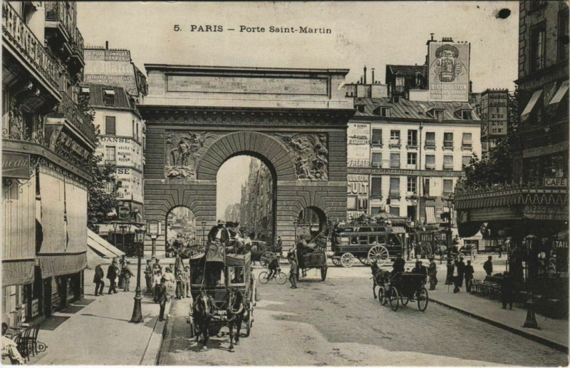 Carte postale ancienne Paris - Porte Saint-Martin à Paris