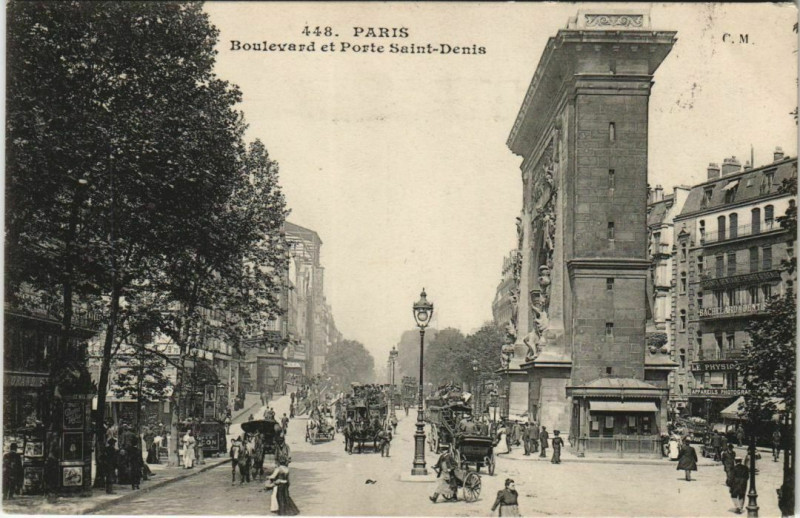 Carte postale ancienne Paris - Boulevard et Port Saint-Denis à Paris