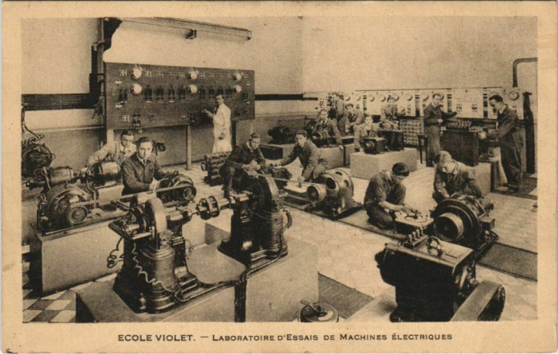 Carte postale ancienne Ecole Violet - Laboratoire d'Essais de Machines Electriques à Paris 15e