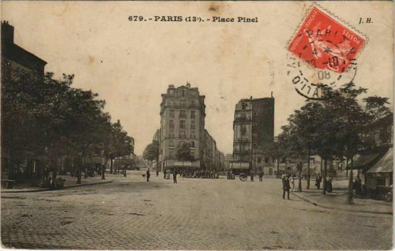 Carte postale ancienne Paris 13e - Place de Pinel à Paris 13e
