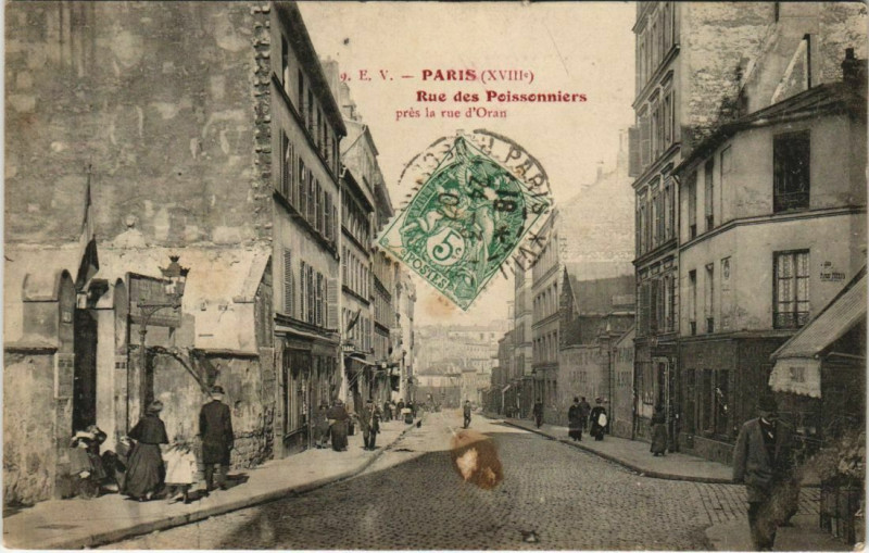 Carte postale ancienne Rue des Poissonniers à Paris 18e