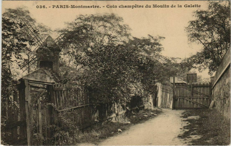 Carte postale ancienne Paris 18e Montmartre Coin Champetre du Moulin de la Galette à Paris
