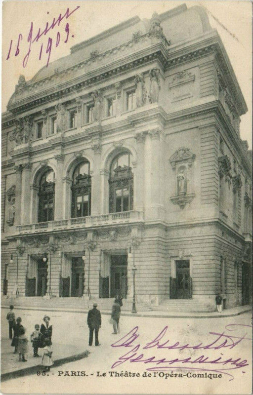 Carte postale ancienne Paris - Le Théátre de l'Opéra-Comique à Paris