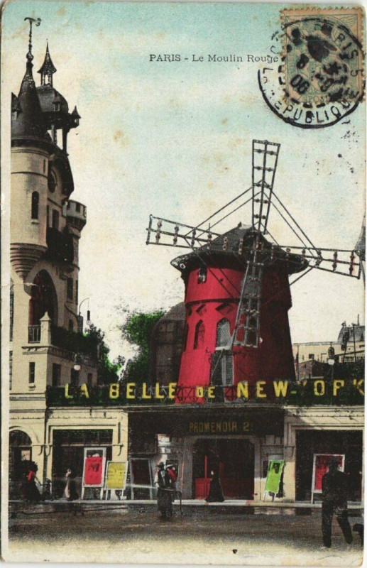Carte postale ancienne Le Moulin Rouge à Paris 18e