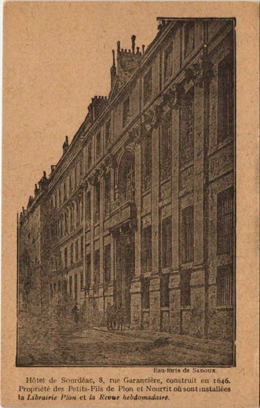 Carte postale ancienne Paris - 8 rue Garanciere, Hotel de Sourdéac à Paris