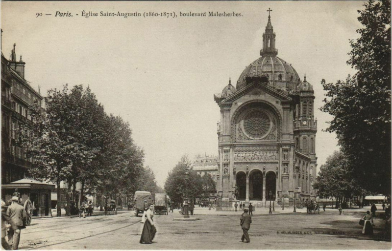 Carte postale ancienne Paris - Eglise Saint-Augustin, boulevard Malesherbes à Paris