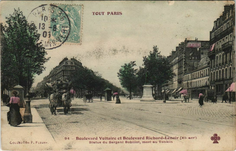 Carte postale ancienne Paris 11e - Boulevard Voltaire à Paris 11e