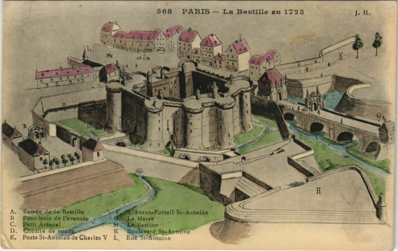Carte postale ancienne Paris 11e - La Bastille en 1725 à Paris 11e