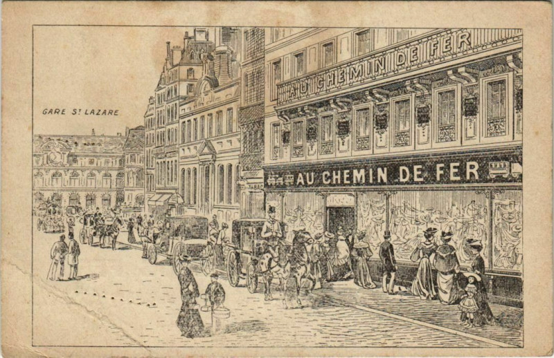 Carte postale ancienne Paris 9e - Au Chemin de Fer à Paris 9e
