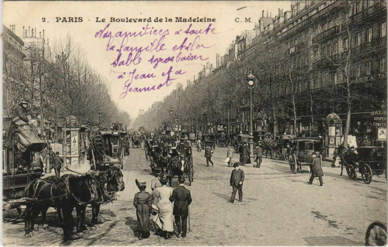 Carte postale ancienne Paris 8e - Le Boulevard de la Medeleine à Paris 8e