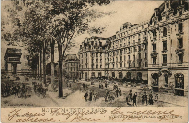 Carte postale ancienne Hôtel Majestic - Avenue Kléber (Place de l'Etoile) à Paris 16e