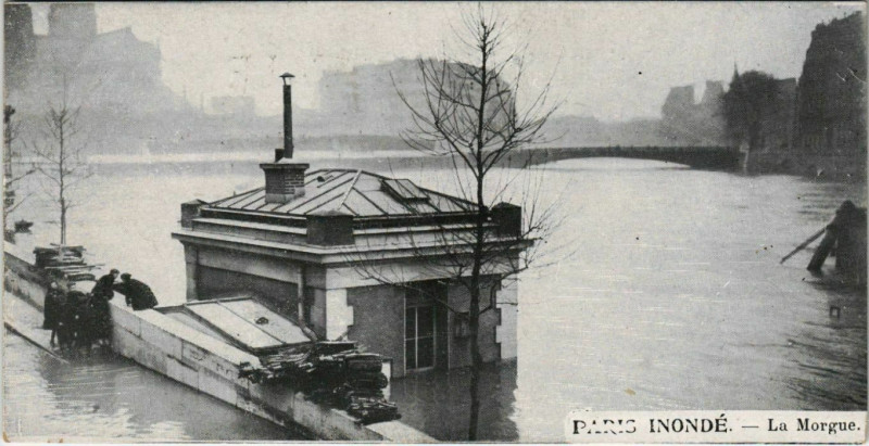 Carte postale ancienne Paris - La Morgue inondée  à Paris