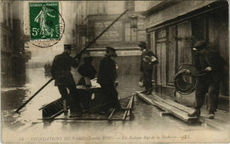 Carte postale ancienne Paris 5e - Un Radeau Rue de la Bucherie - Ll.54  à Paris 5e