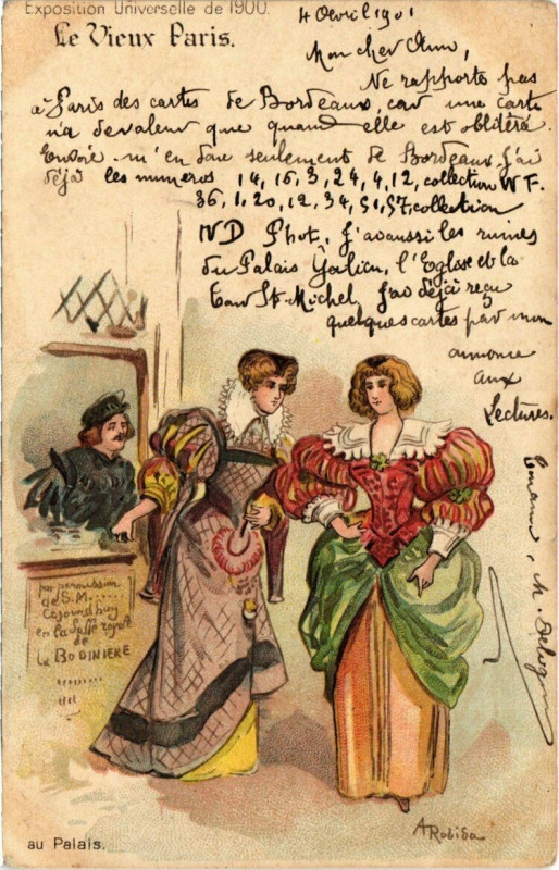 Carte postale ancienne Paris Expo 1900 - Le Vieux Paris - au Palais  à Paris