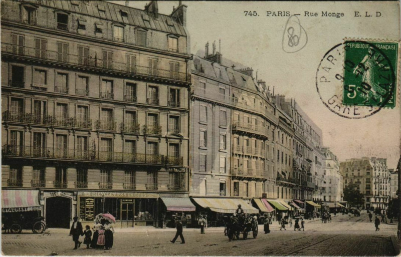 Carte postale ancienne Paris 5e - Rue Monge  à Paris 5e