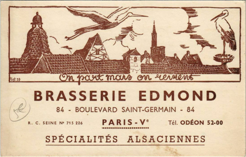 Carte postale ancienne Paris 5e - Brasserie Edmond  à Paris 5e