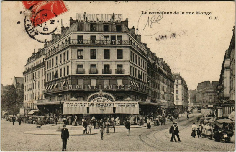 Carte postale ancienne Paris 5e - Le Carrefour de la re Monge  à Paris 5e