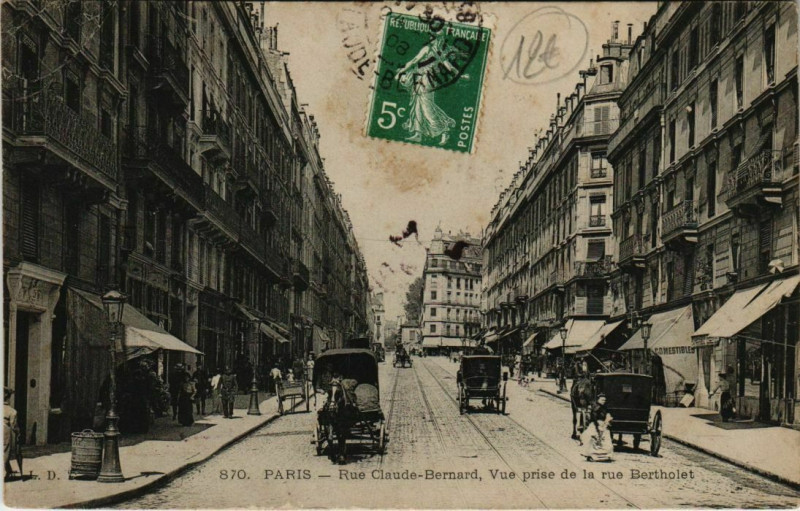 Carte postale ancienne Paris 5e - Rue Claude-Bernard prise de la rue Bertholet  à Paris 5e