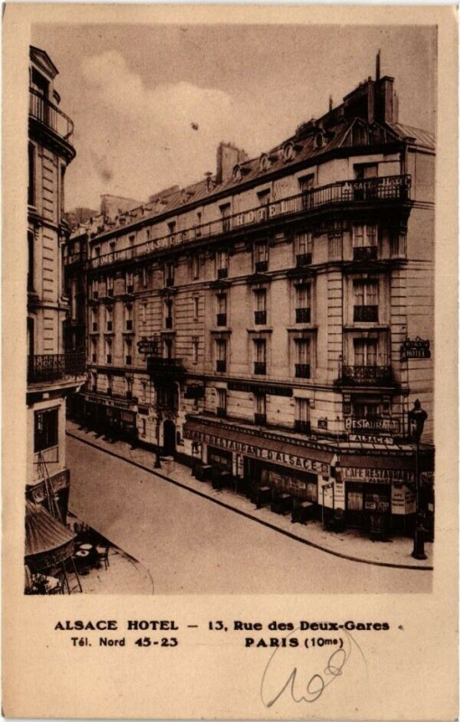 Carte postale ancienne Alsace Hôtel à Paris 10e