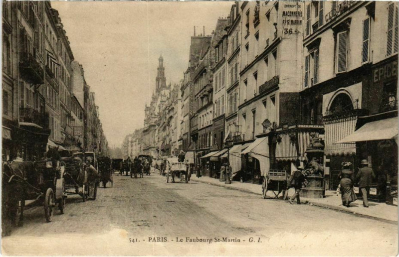 Carte postale ancienne Paris 10e - Le Faubourg St-Martin à Paris 10e