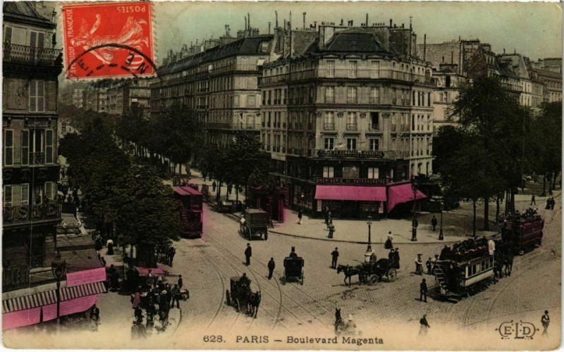 Carte postale ancienne Paris 10e - Boulevard Magenta à Paris 10e