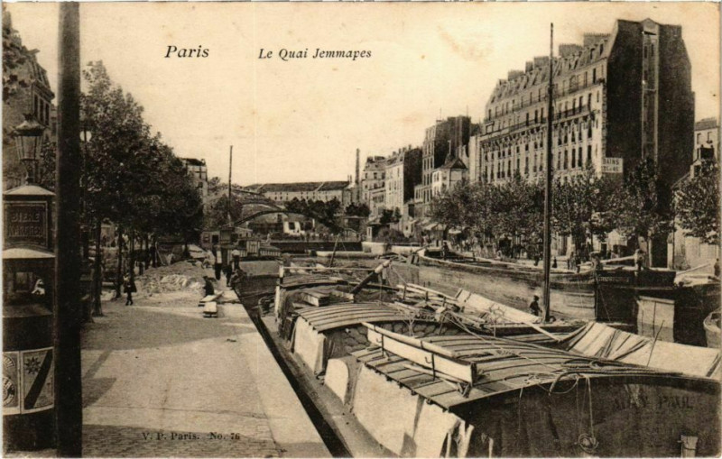 Carte postale ancienne Paris 10e - Le Quai Jemmapes à Paris 10e