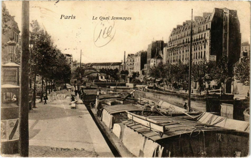 Carte postale ancienne Paris 10e - Le Quai Jemmapes à Paris 10e