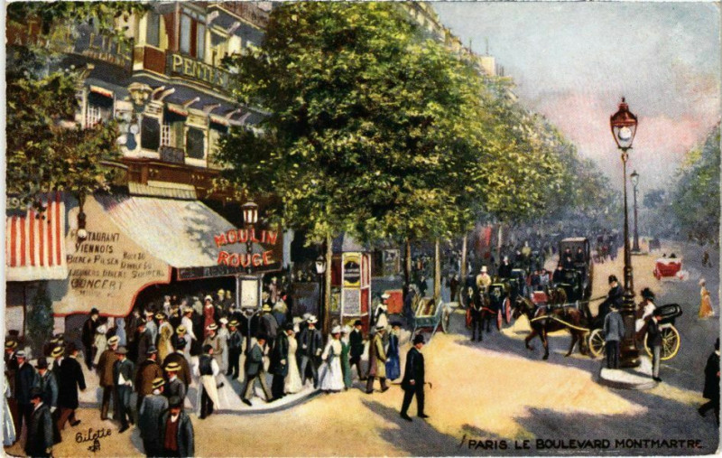 Carte postale ancienne Paris 9e - La Boulevard Montmartre à Paris 9e