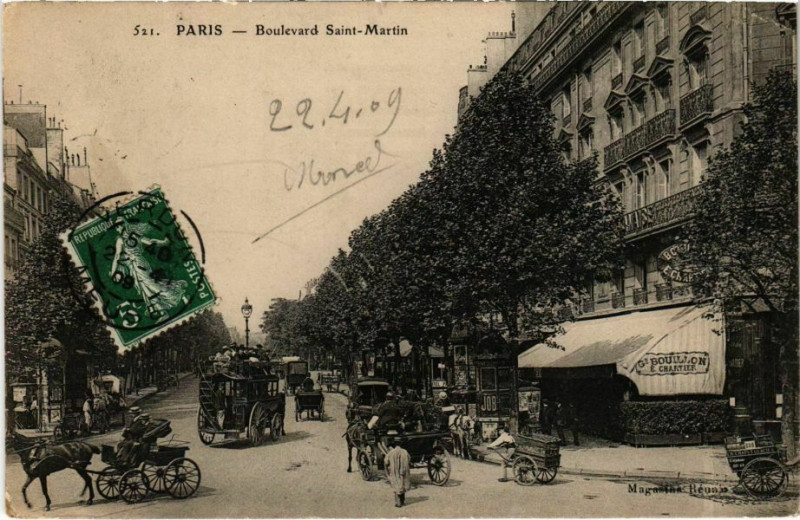 Carte postale ancienne Paris 9e - Boulevard Saint-Martin à Paris 9e