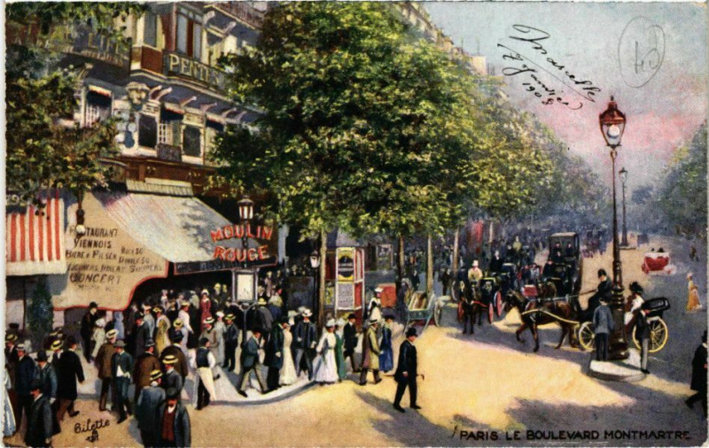 Carte postale ancienne Paris 9e - Le Boulevard Montmartre à Paris 9e