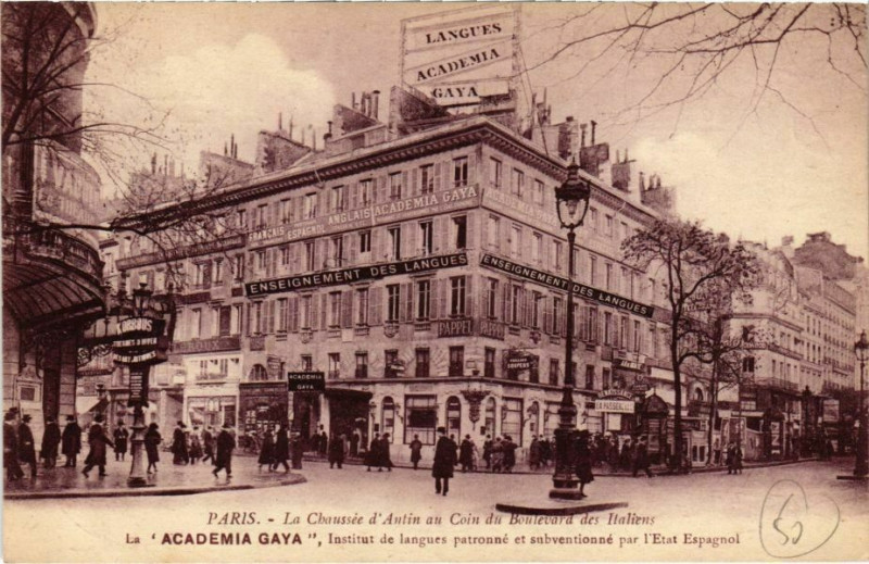 Carte postale ancienne Paris 9e - La Academia Gaya à Paris 9e